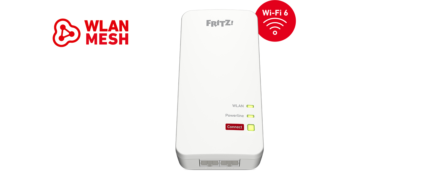 Адаптер FRITZ!Powerline 1240 AX (Gigabit Powerline, Wi-Fi 6, точка доступу WLAN, для потокового відео, HD, інтернет-ТБ, 1200 Мбіт/с)