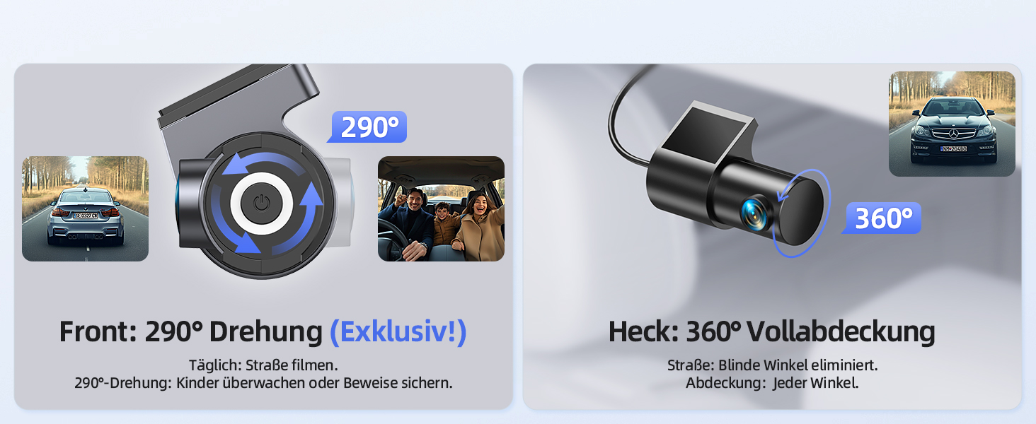 Відеореєстратор CIEVIE 4K+1080P з двома камерами, WiFi, IPS дисплей 1.5