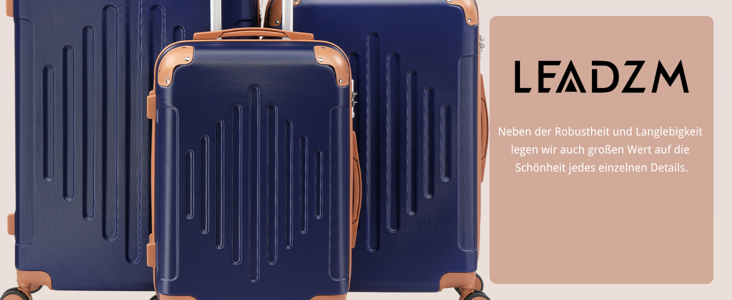 Набір валіз LEADZM 3 шт. з захистом кутів, ABS, телескопічний ручка, ручна поклажа, контрастне кольорове рішення (кремово-білий)