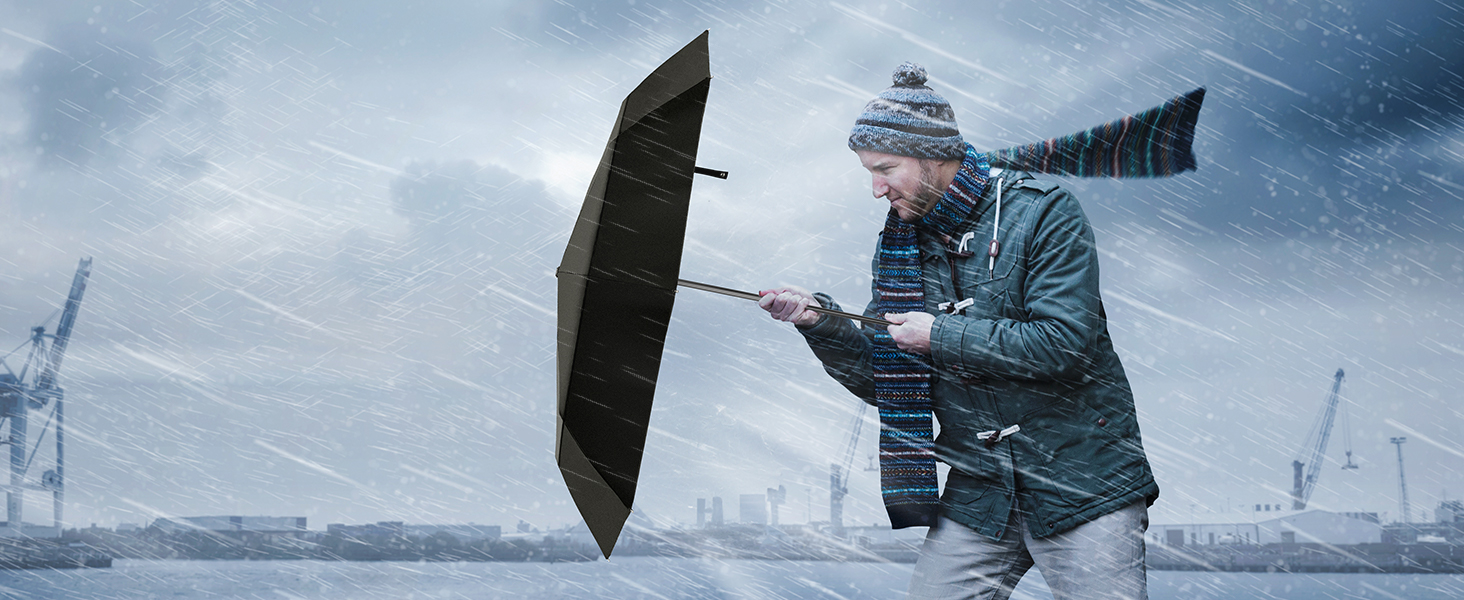 TECKNET Автоматичний парасолька-тростина, штормостійкий, легкий у відкриванні та закриванні, синій та білий