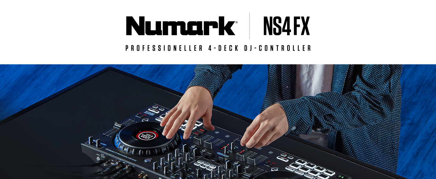 DJ контролер Numark NS4FX 4-канальний з touch-jogwheels, Pads та ефектами, Serato DJ Lite