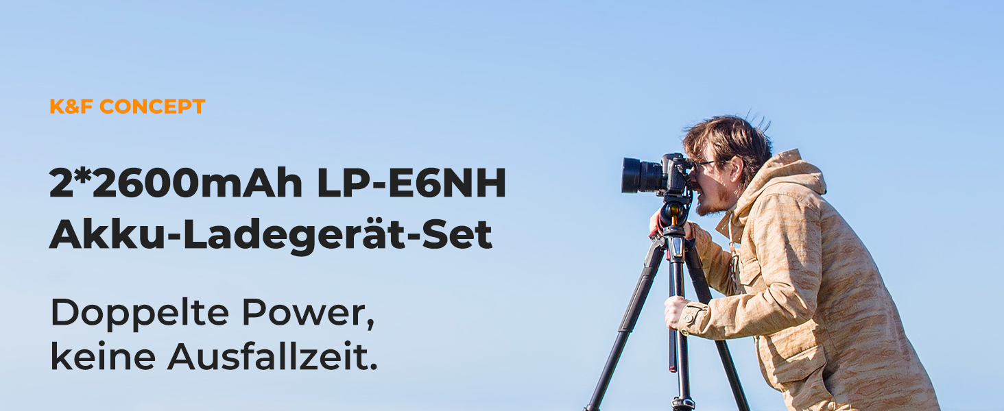 Акумулятор Canon LP-E6NH 2600mAh (2 шт.) з зарядним пристроєм (2 слоти) - сумісний з EOS R7, R5, R6, 5D II, III, IV, 6D, 6D II, 7D, 7D II, 60D, 70D, 80D, 90D