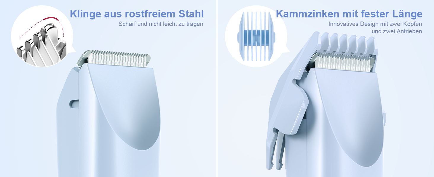Електричний жіночий епілятор 2-в-1 з USB-C зарядкою, для обличчя, ніг та рук, вологостійкий тример, легко чистити (блакитний)