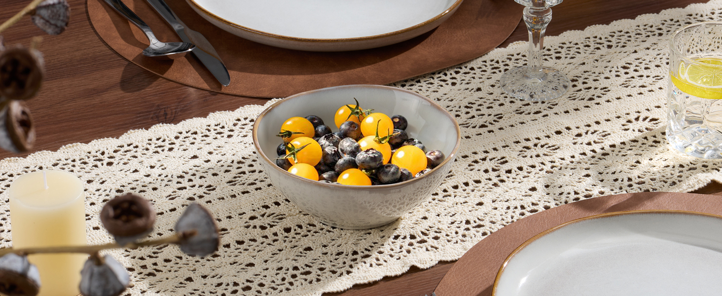 Сервіз Joyfair на 6 осіб, 24 предмети, кераміка, тарілки для їжі, десертні тарілки, миски для каші, сумісний з мікрохвильовою піччю та посудомийною машиною, колір: реактивне мушлеве біле