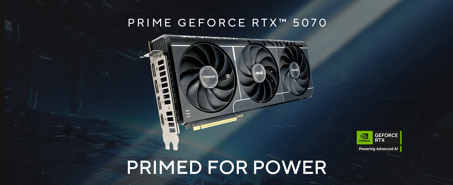 Ігрова відеокарта ASUS Prime GeForce RTX 5070 12GB GDDR7 OC Edition, чорна