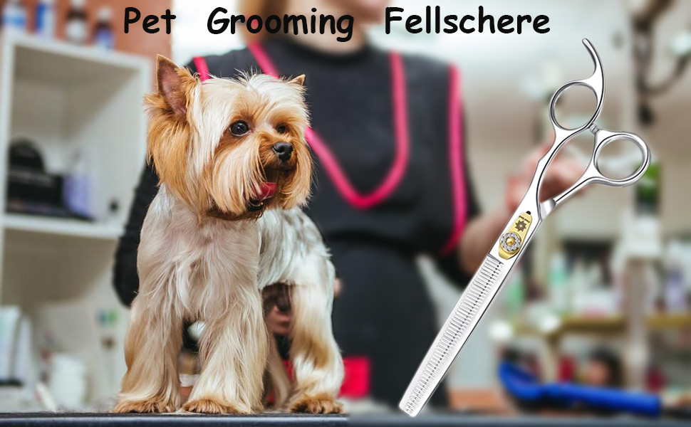 Професійна ножиця для грумінгу собак, 7 дюймів, пряма, для собак та котів, з тонкої стрижки, з японської сталі 440C