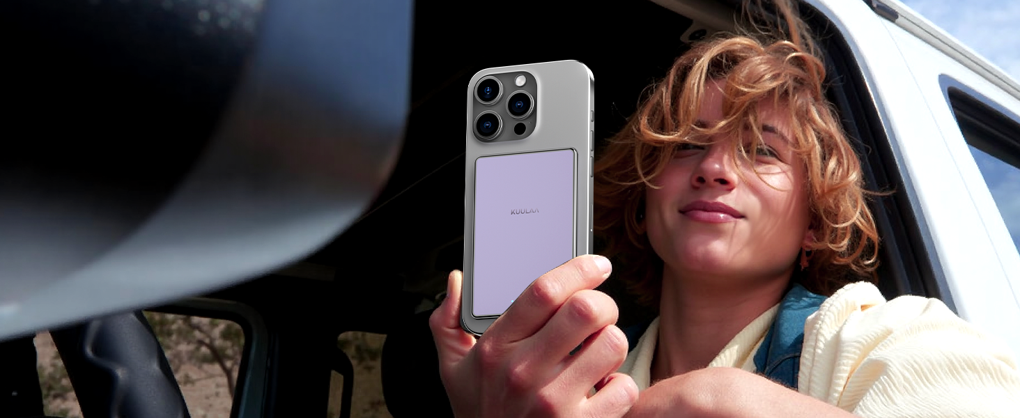 PowerBank Kuulaa Ultra Slim 5000 mAh з MagSafe, Type-C 20W, Швидка зарядка, 7.2 мм, для iPhone 16/15/14/13/12 (фіолетовий)