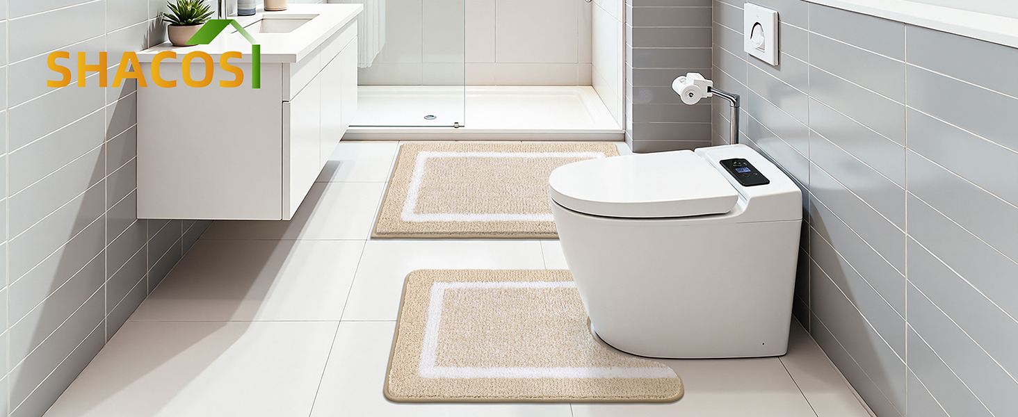 Килимок для ванної кімнати SHACOS: неслизький, м'який, швидковисихаючий, 50x80 см, бежевий