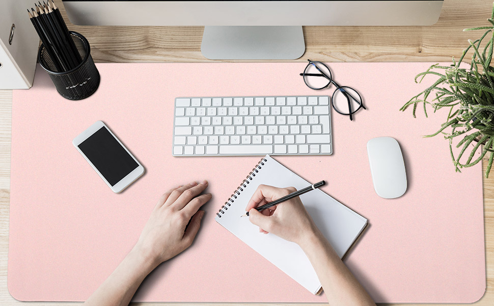 Підкладка на стіл бежева 90x43 см, килимок для миші, клавіатури та ноутбука, PU шкіра, водонепроникна, антиковзка, для дому та офісу