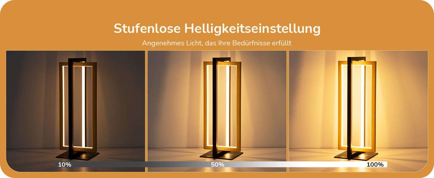 LED настільна лампа EDISHINE з дерева, торкання, димування, пам'ять, 3 кольори, 350 люмен, для вітальні, офісу, подарунок, сучасний стиль