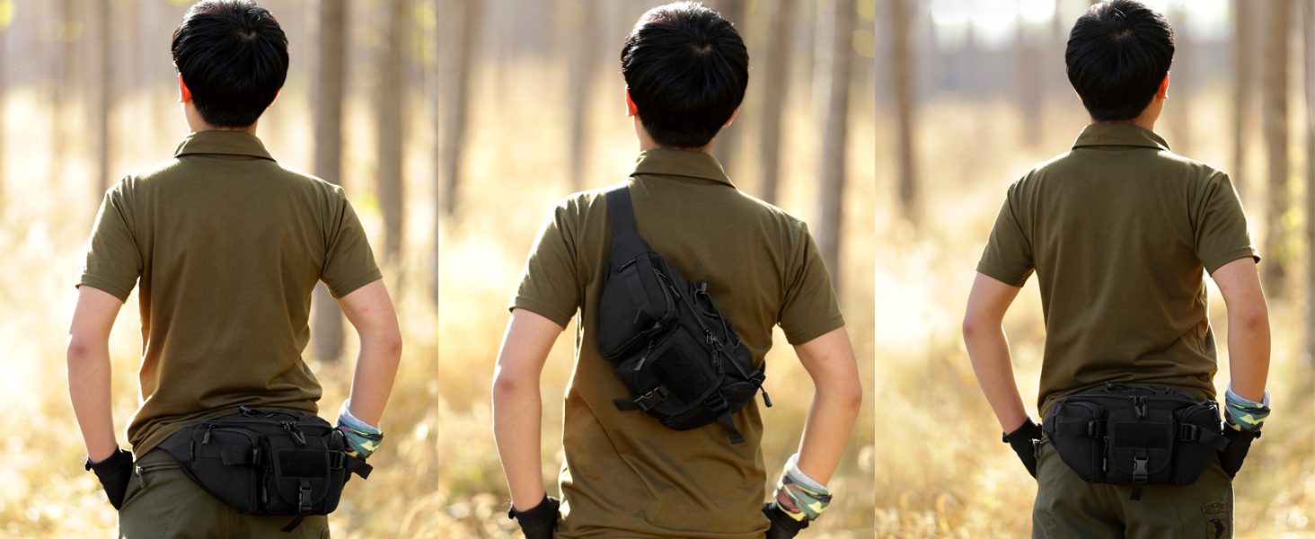 Тактична чоловіча поясна сумка Molle, водонепроникна, унісекс, чорна