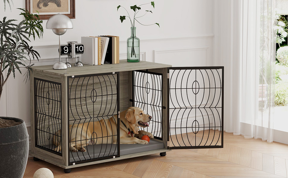 Клітка для собак PawHut - велика, 100x60x73.5 см, сіра, з подушкою, для дому