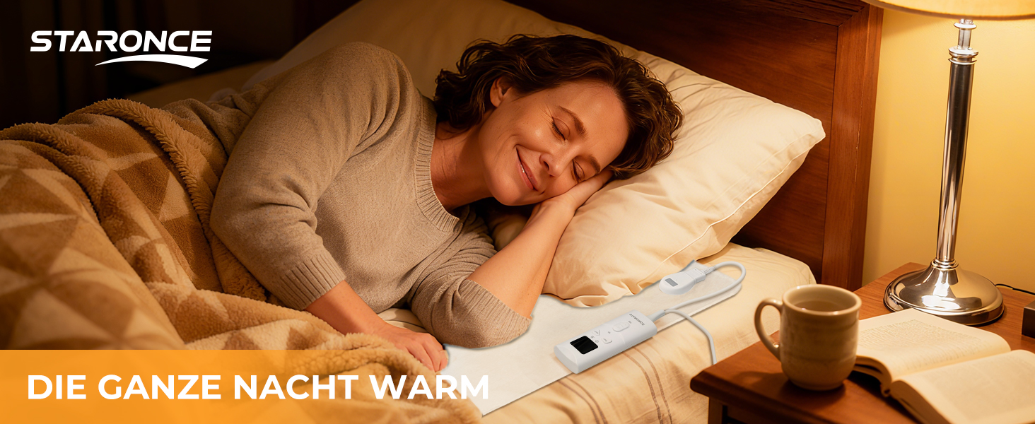 Електрична ковдра StarOnce 160x140 см для двоспального ліжка з 10 рівнями нагріву, автовимкненням, 2 пультами та захистом від перегріву. Можна прати в машині. Біла (150x80 см)