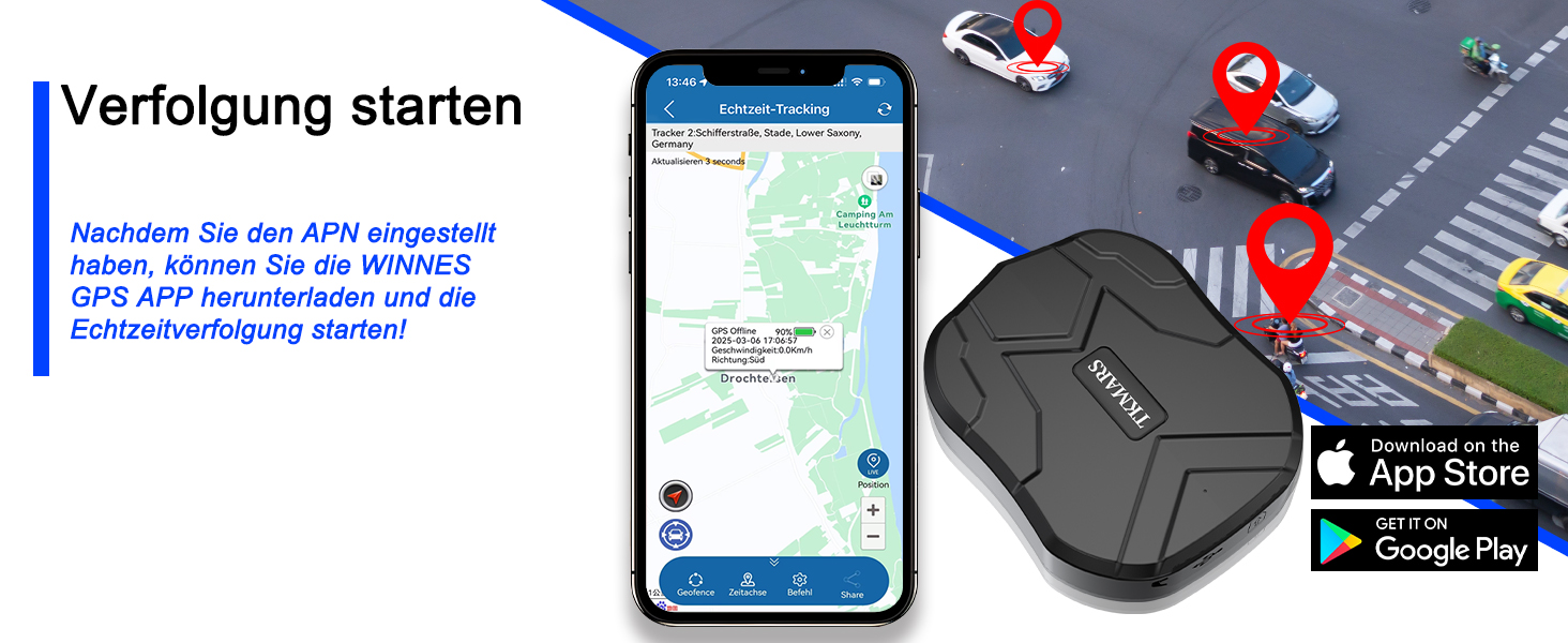 GPS-трекер TKMARS TK905 для авто, магнітний, водонепроникний, без абонплати, 90 днів автономної роботи, 5000 мА·год, з безкоштовним додатком