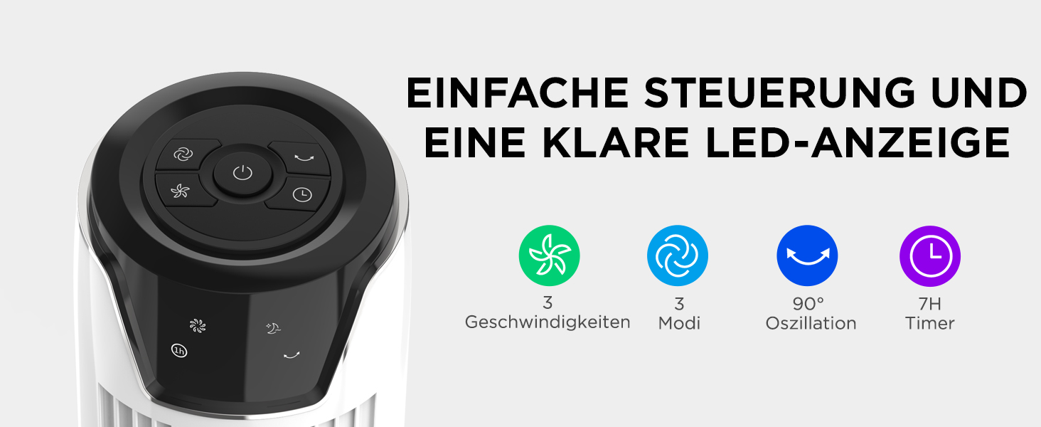 Вентилятор підлоговий Midea FZ10-26MR(BL) 96 см з пультом, 33 дБ, LED дисплей, 4 режими, для спальні та офісу, білий