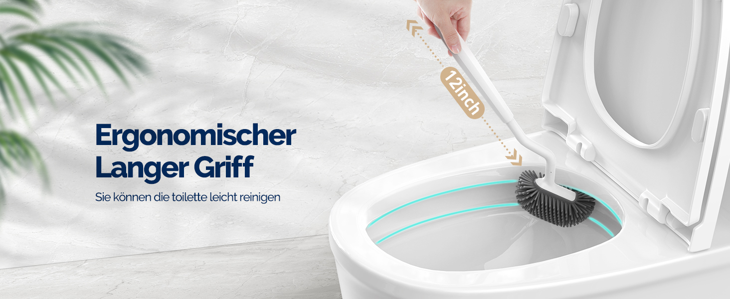 Щітка для унітазу HAMITOR з силікону з тримачем: гнучка щітка для унітазу з очищувачем країв - швидковисихаючий набір для щітки для унітазу з тримачем для ванної кімнати. Підвісна щітка для унітазу без свердління, 1 шт. (Білий, 2 шт.)