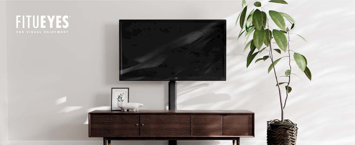 FITUEYES Adjustable TV Stand - Swivel & Tilt Floor Stand for 19-42 inch Flat & Curved TVs (up to 35kg, VESA 200x200) - White/Black