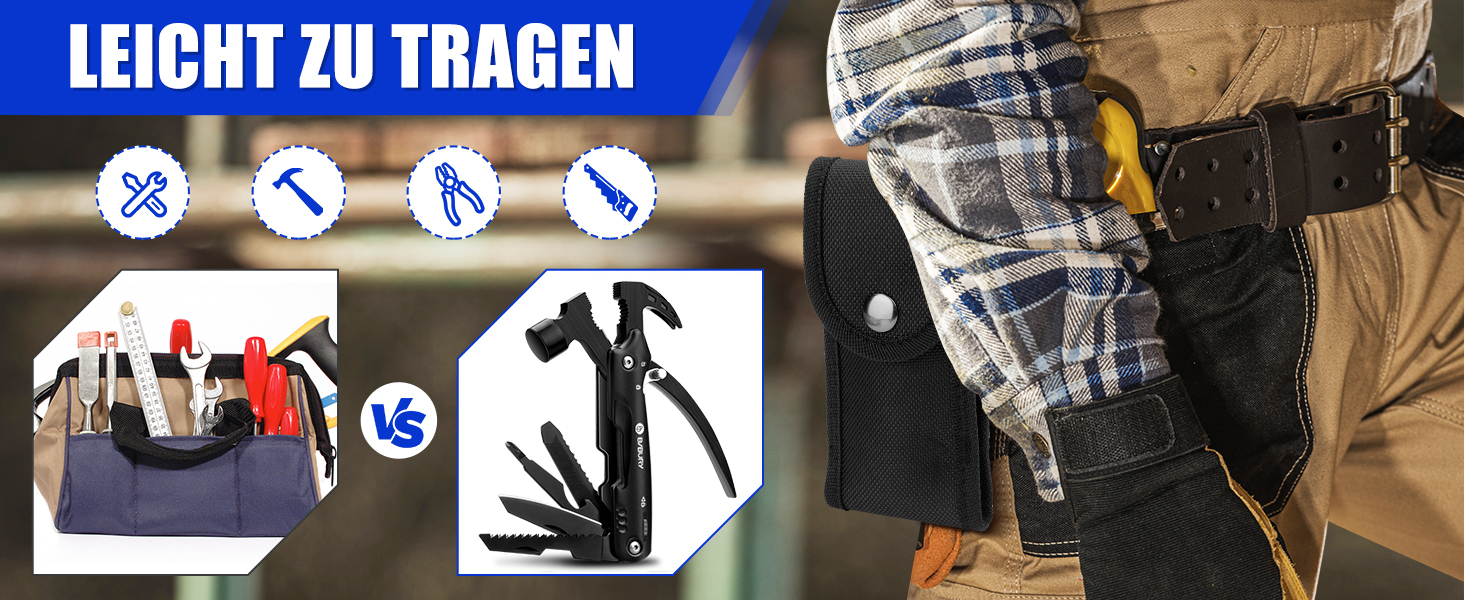 Мультитул BIBURY 12-в-1: молоток, інструменти для чоловіків, подарунок для тата, кемпінг, туризм, виживання