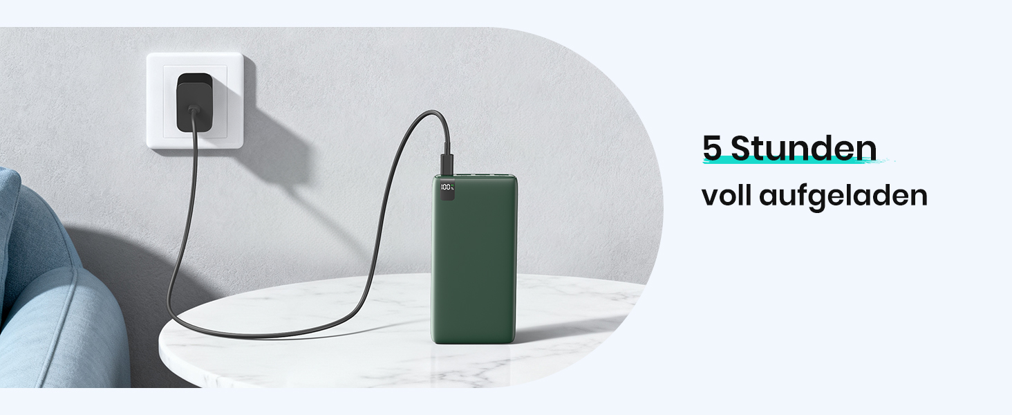 Power Bank ADDTOP 20000mAh 22.5W: Зовнішній акумулятор USB-C для iPhone 17/16/15/14/13/12/11, Samsung Galaxy, швидка зарядка, LED-індикатор, зелений