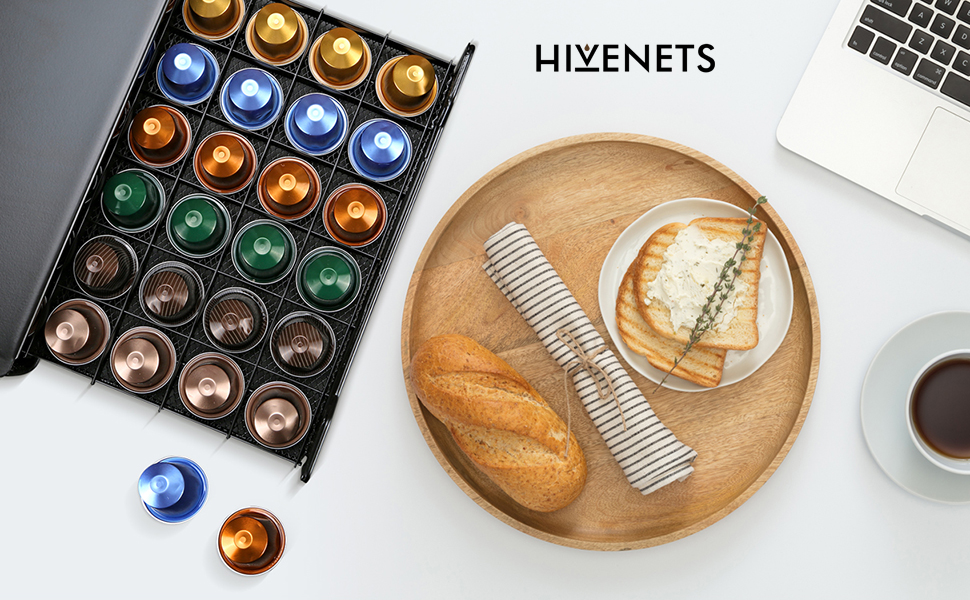 Утримувач для капсул кави HiveNets, коробка-висувна для Nespresso, на 60 капсул, червоний (Getaway Solids)