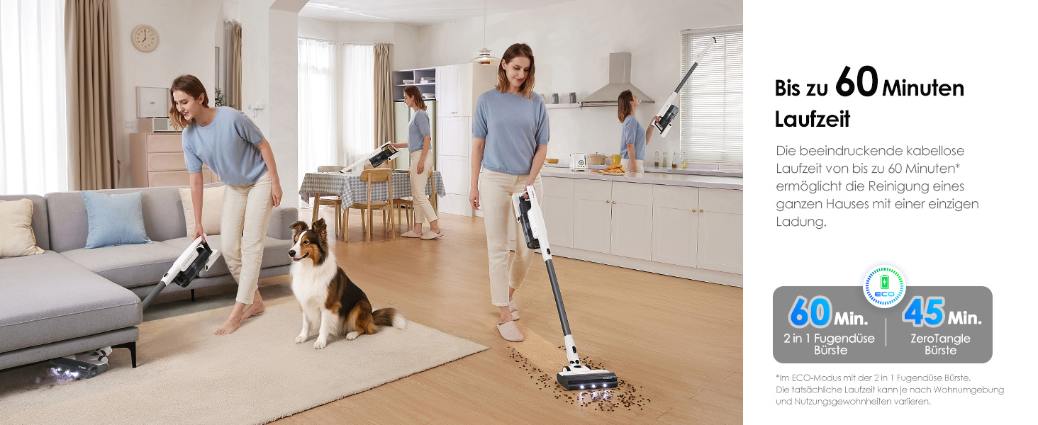 Бездротовий пилосос Tineco A30S: потужний акумуляторний вертикальний пилосос з великим контейнером для пилу та турбощіткою для видалення шерсті тварин