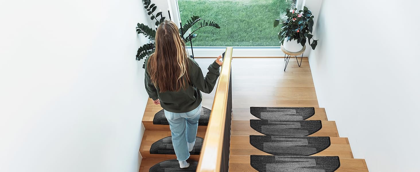 Casa Pura килимки на сходи самоклеючі напівкруглі червоні 15 шт. 65 x 23,5 см, сучасний дизайн | Casa Pura Via Veneto