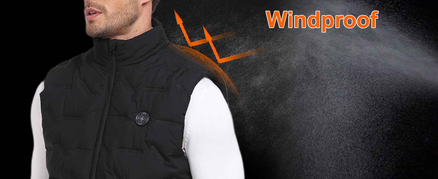 Обогреваемая жилетка Gokozy для мужчин с Powerbank 20000 mAh, 15 зон обігріву, для катання на велосипеді, риболовлі, лижного спорту, чорного кольору