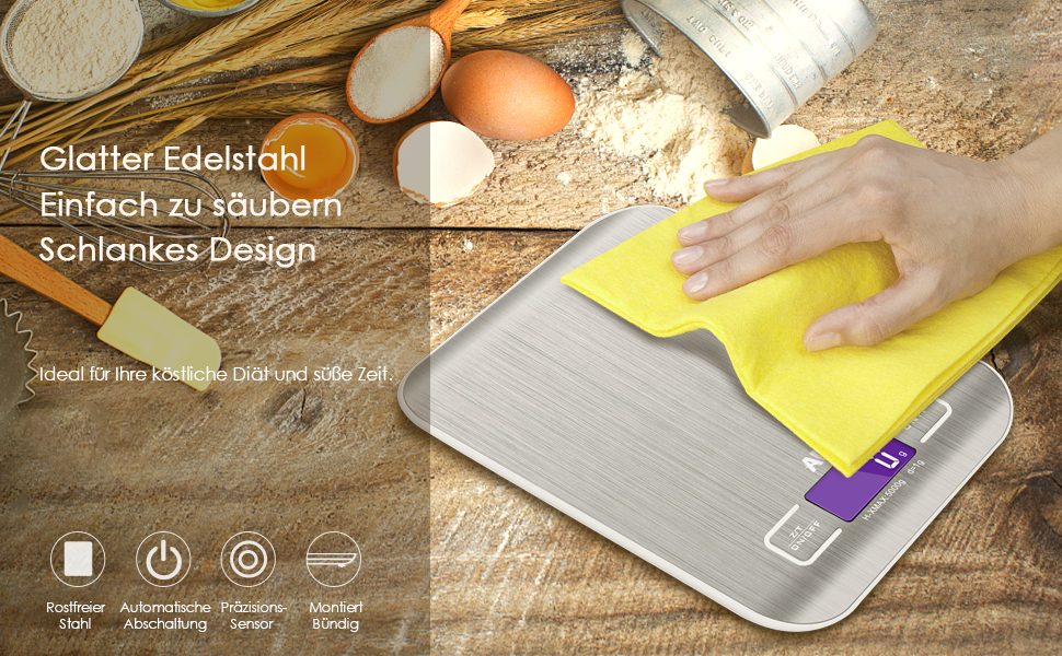 Кухонні ваги AMIR 5 кг, цифрові, професійні, точність до 1 г, з тарою, LCD-дисплеєм, автовимкнення