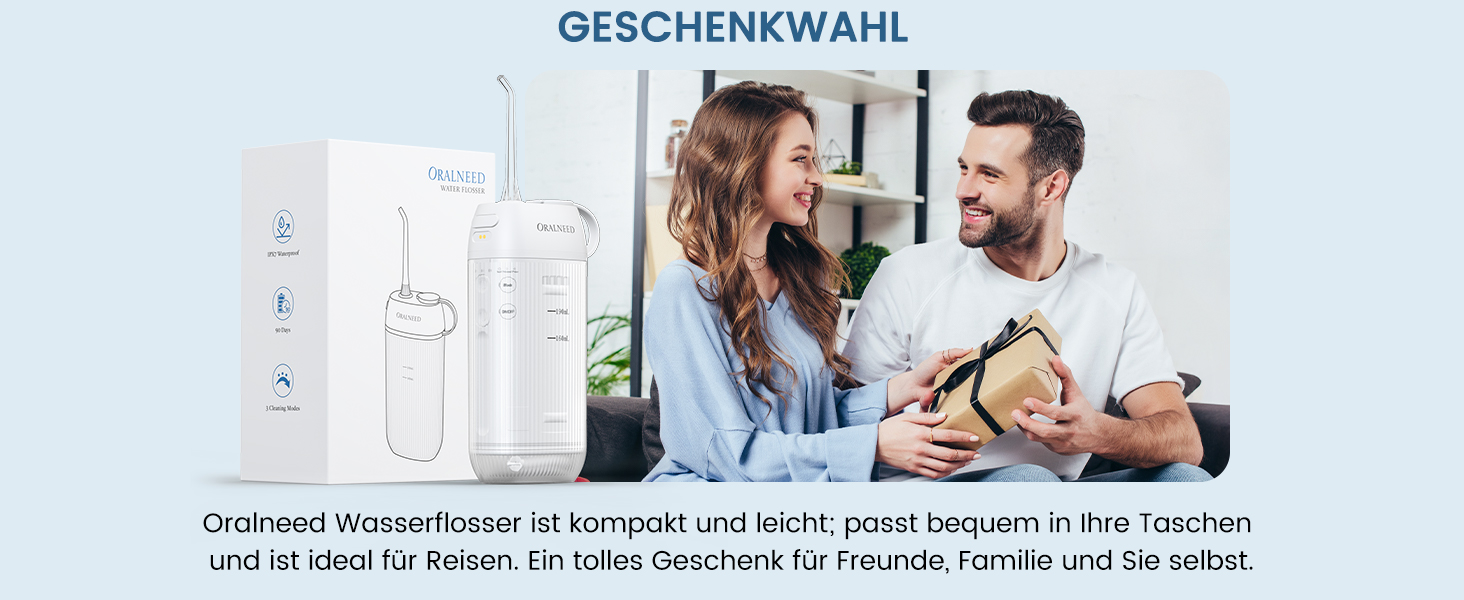 Портативний ірригатор Oralneed Mini Munddusche: 3 режими, IPX7, для дому та подорожей