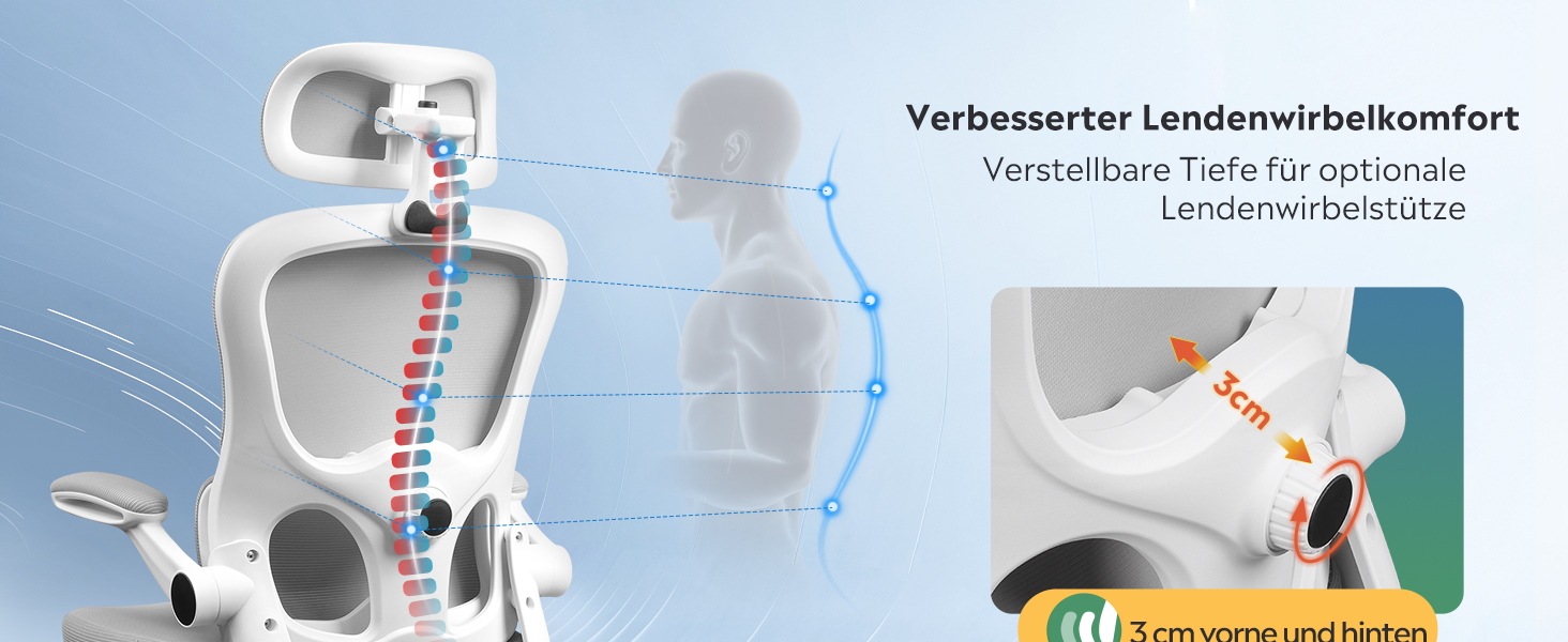 Офісне крісло Devaise ергономічне з підтримкою попереку, 3D-підголівником, регульованими підлокітниками та сітчастою спинкою, для офісу та дому, до 150 кг (сірий)