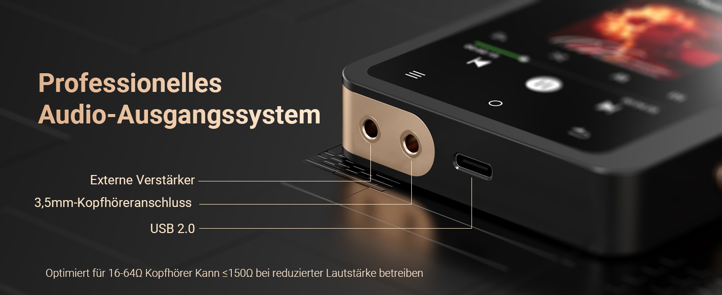 MP3 плеєр Mechen 128GB Hi-Res Bluetooth 5.3 з FLAC, DSD DAC, USB-C, сенсорний екран, шкіряний чохол (M33)