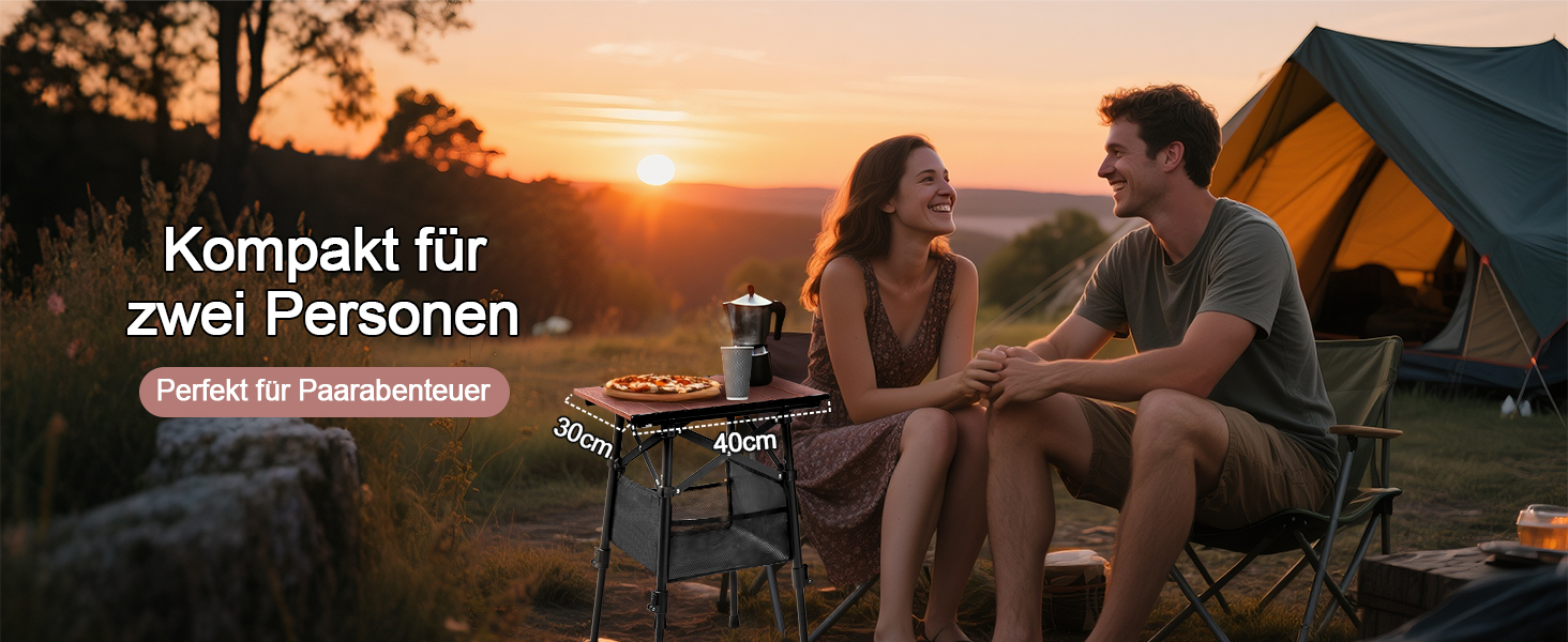 Складний алюмінієвий стіл для кемпінгу Odoland з регульованою висотою та сумкою для зберігання (40x30x40-58 см)