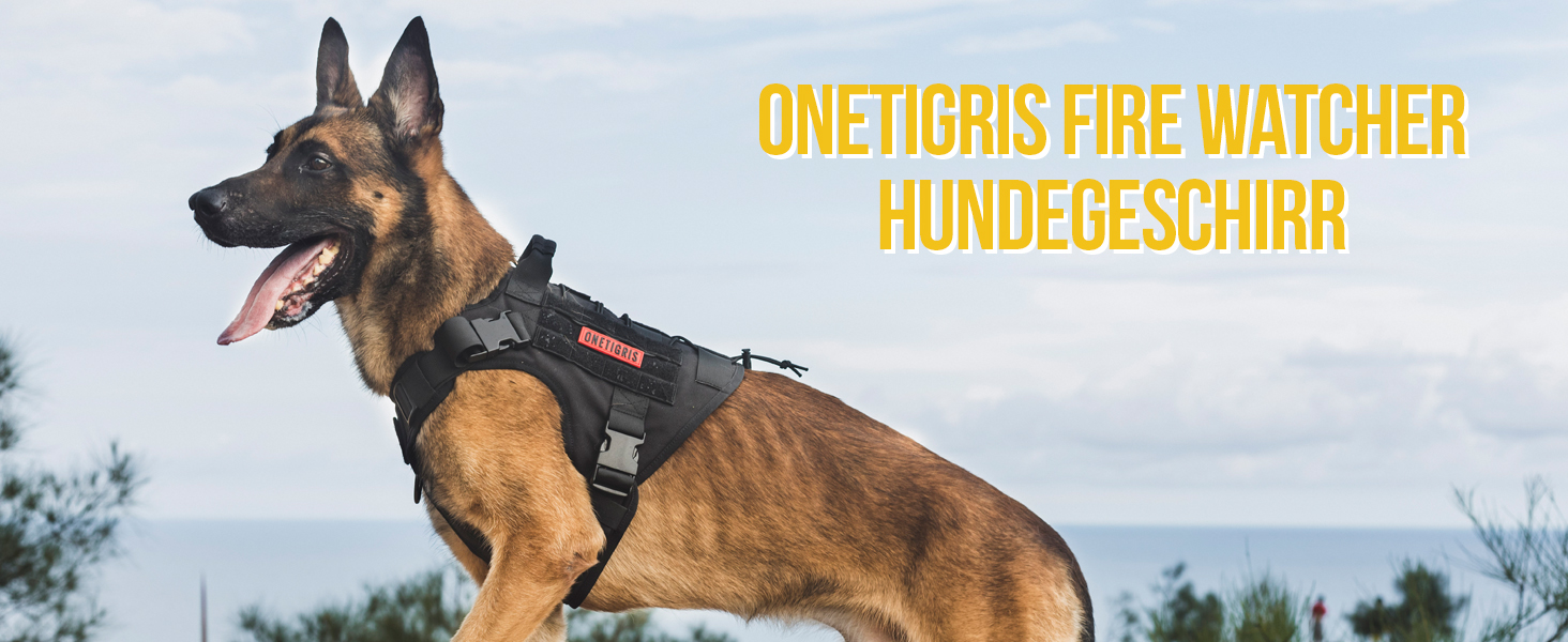 Тактичний нашийник для собак OneTigris FIRE Watcher, 1000D нейлон, чорний (M)