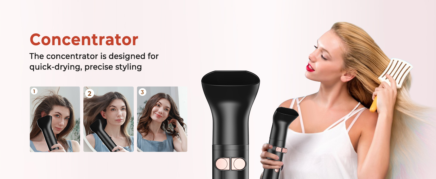 Мультистайлер для волосся 5 в 1: фен-щітка, плойка, об'єм, локони, 1000W, золото