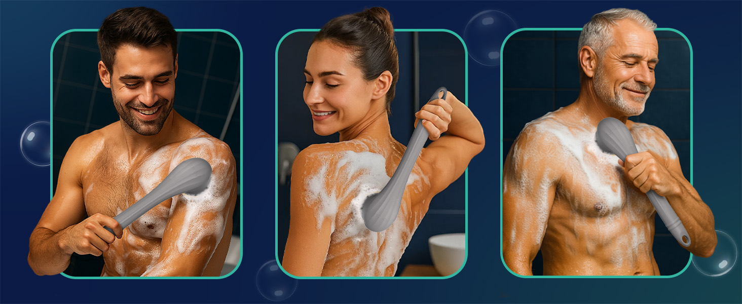 Електрична щітка для спини VOYOR BC300 (сіра): для скрабу та масажу тіла, водонепроникна, USB-зарядка