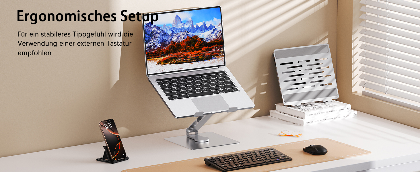 Підставка для ноутбука TECKNET, регульована висота, 360° обертання, складна, для MacBook Air/Pro, до 17