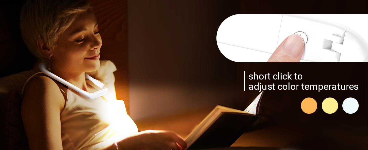 LED лампа на шию для читання Buch - 3 кольори, для в'язання, рукоділля, подарунок чоловікові. Біла