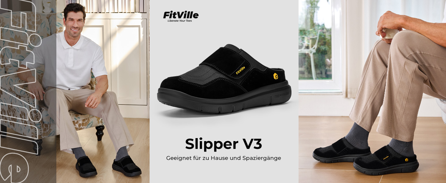 Домашні тапочки для чоловіків FitVille з широкою колодкою, з застібкою на липучці, з підтримкою склепіння стопи, розмір 41-50, бежевий, сірий