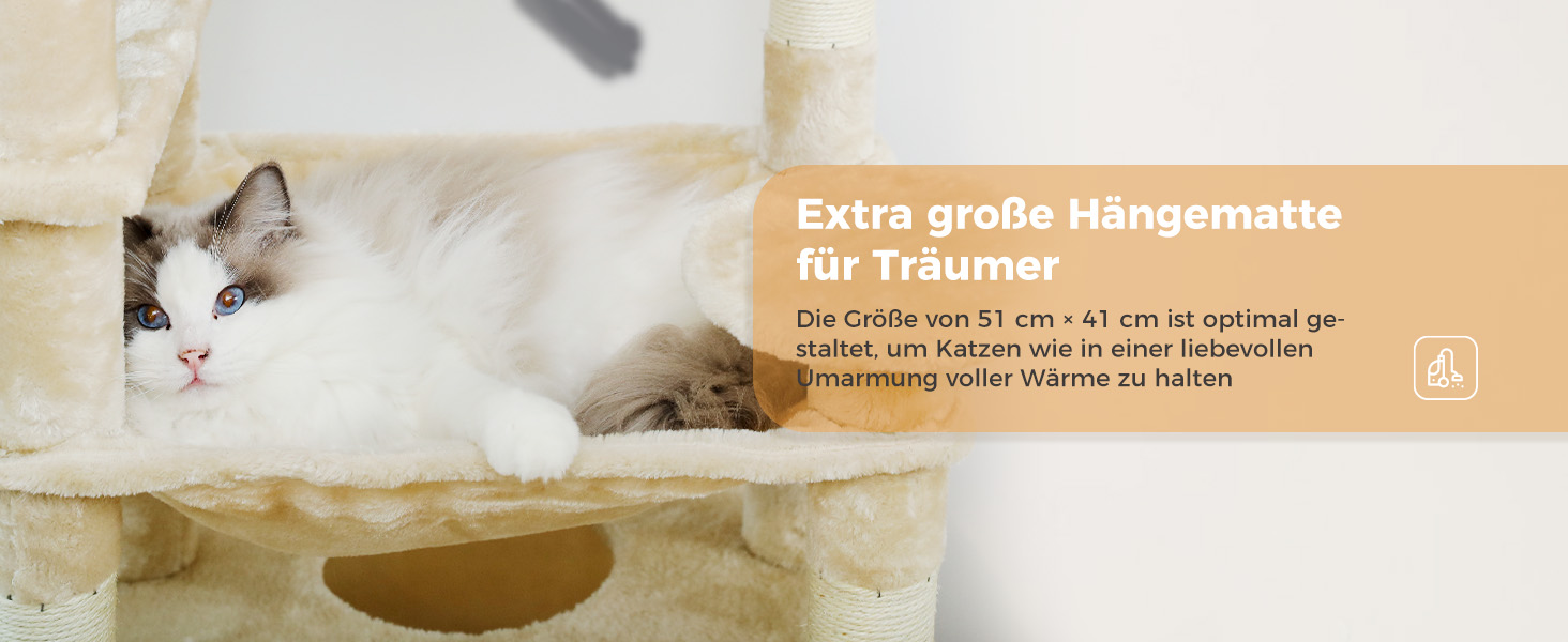 PAWZ Road Дряпка для котів велика, стабільна, 184 см, 7 стовпів сизалю, велика полиця, будиночок, кошики, для дому, бежевий