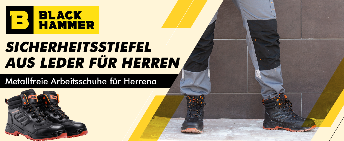 Чоловіче робоче взуття Black Hammer 8844Sicherheitsschuh, чорний, 42 EU