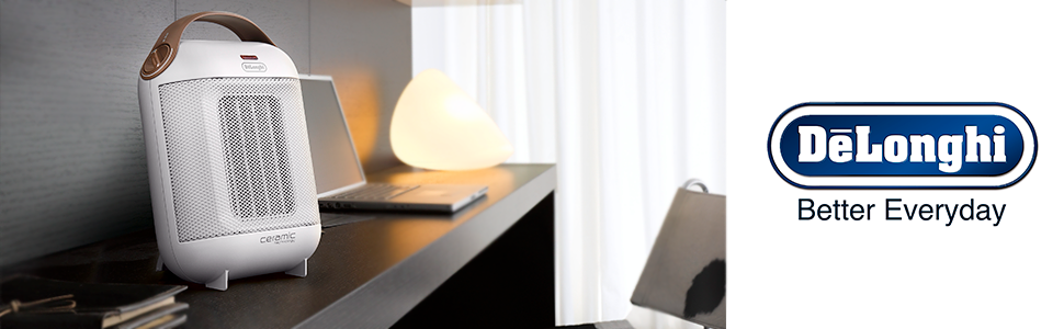 Обігрівач De'Longhi HFX30C18.IW: керамічний, мобільний, 1800 Вт, 2 режими, антифриз, до 55 м², білий
