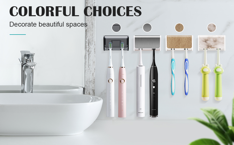 Електрична зубна щітка для дітей з тримачем на стіну без свердління для сім'ї (Brushed Silver)
