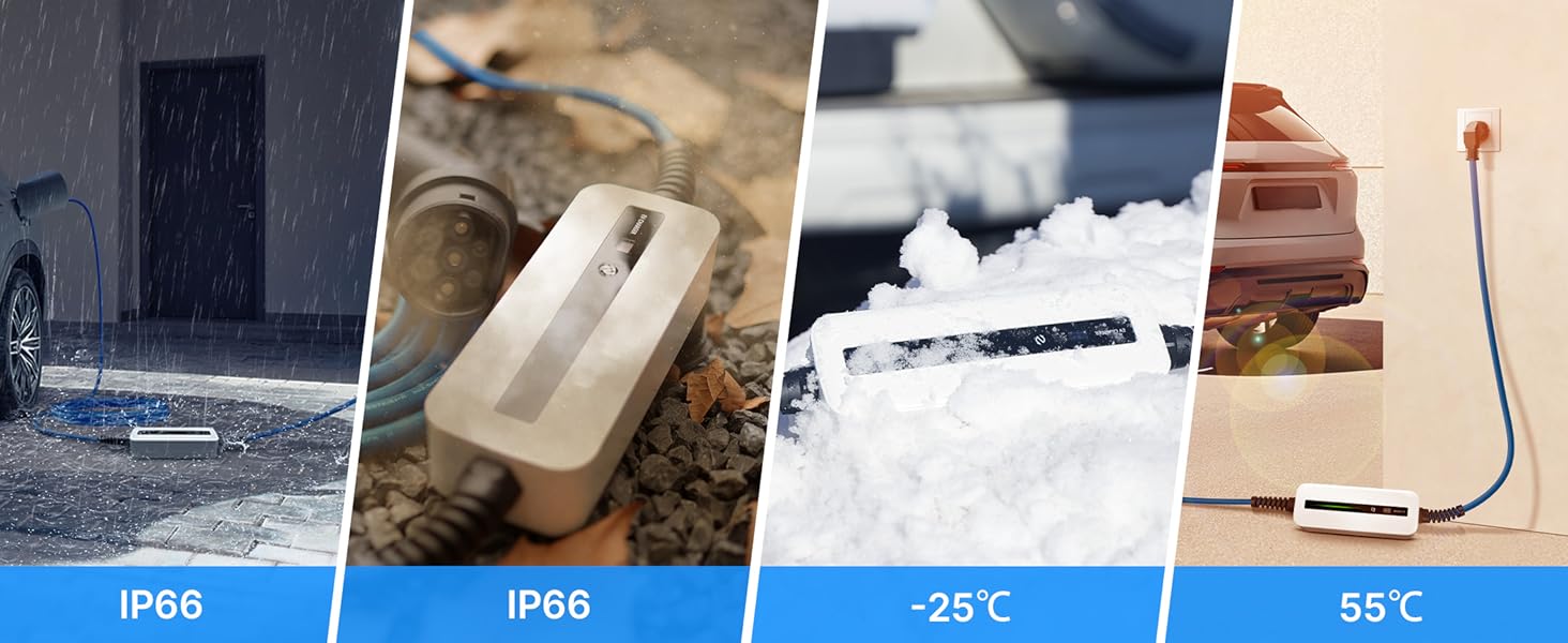 Кабель для зарядки електромобіля Тип 2, 10/16A, 6м, 220-240V, 3.6kW, з дисплеєм, Schuko, IEC 62196-2