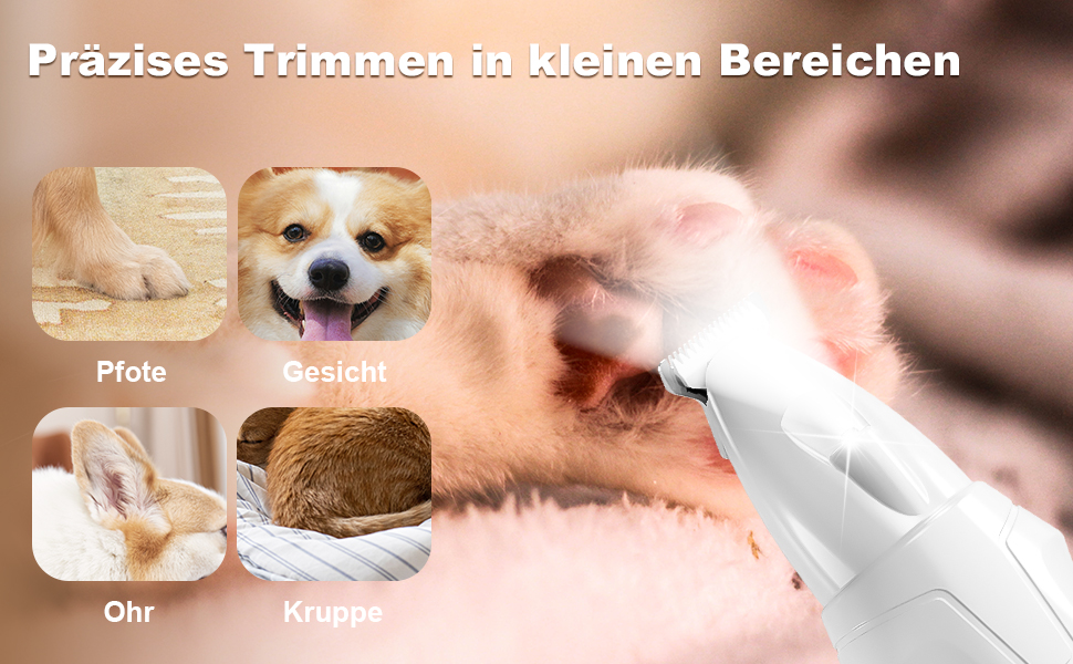 Професійний триммер для собак PawTrim Pro: безшумний, акумуляторний з LED та цифровим дисплеєм. Для догляду за лапами, очима, вухами та обличчям собак та котів.