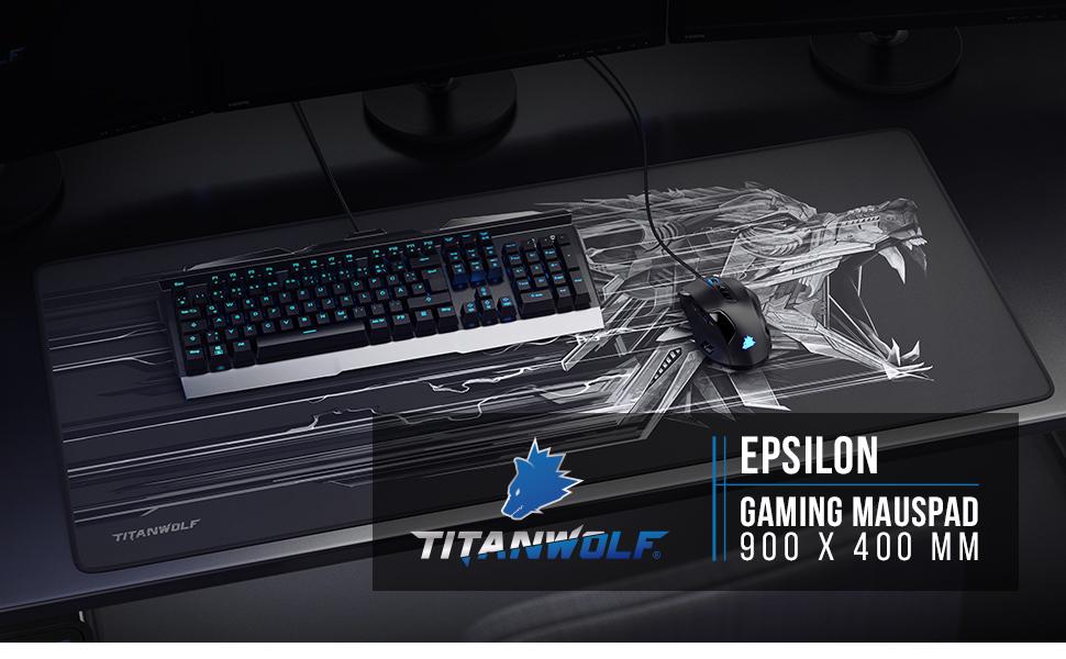 Килимок для миші TITANWOLF XXL Speed Gaming - 900 x 400 мм - великий, з антиковзаючим покриттям, для геймінгу