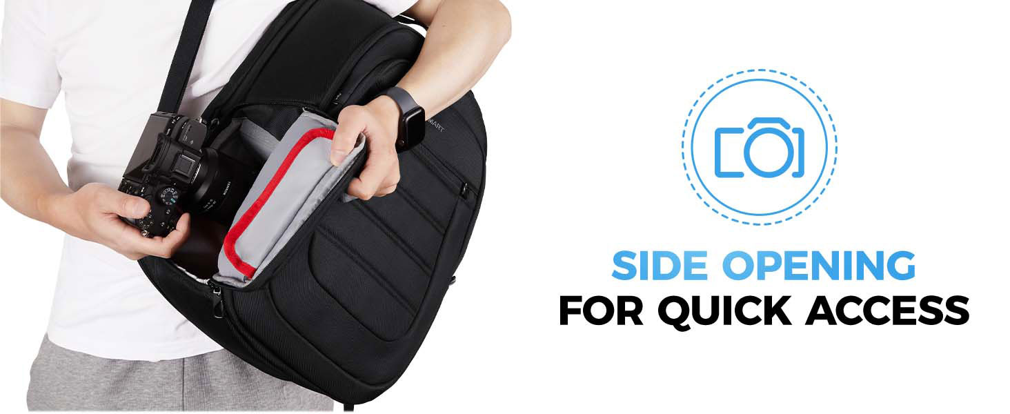 Сумка-рюкзак для фотокамери Bagsmart: водонепроникний рюкзак для фотографів з відділенням для ноутбука 15,6 дюймів, чорний