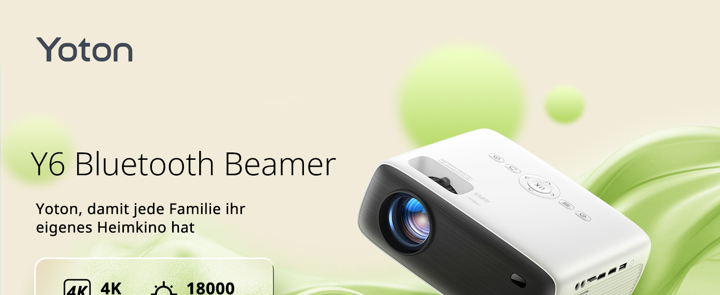 Портативний проєктор Yoton Mini Beamer Wi-Fi6/Bluetooth 5.4 з бездротовою трансляцією екрану (Android/iOS), підтримка 1080P, автоматична корекція трапецеїдальних спотворень, HDMI, Native 720P, білий