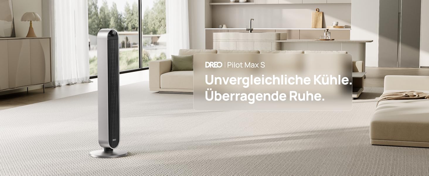 Dreo Pilot Max S: Тихий торшерний вентилятор з кулькою 120°, 12 швидкостей, 4 режими, таймер 12 годин, керування від пульта, для спальні