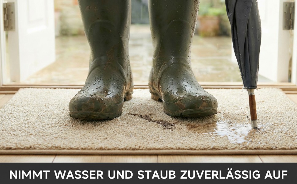 Килимок вхідний 50x80 см протибрудний для дому, антиковзаючий килим з мікрофібри з гумовою основою для передпокою, кухні та ванної, бежевий