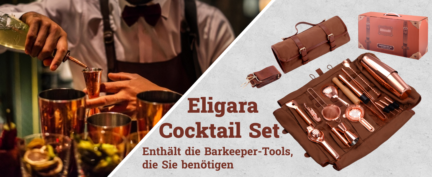 Набір бармена для подорожей: 17 предметів з міді, барний інструмент, шейкер для коктейлів, сумка-чохол, для барменів, вечірок, кемпінгу